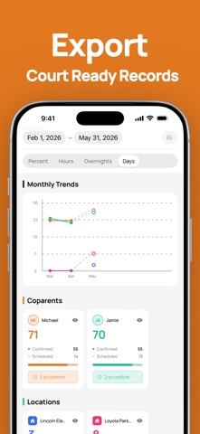 Kidtime Coparent Calendar Chat iPhone screenshot