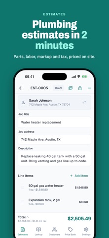 PlumbQuote: Plumbing Estimates screenshot 1