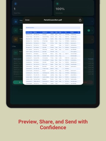 Convert Excel to PDF: XLSX iPad screenshot