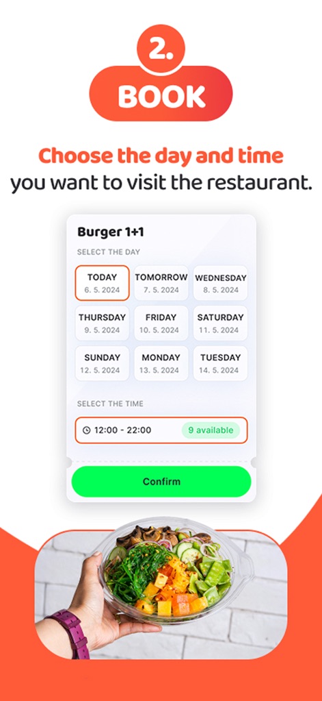 TasteTown - A ferramenta oferece uma interface clara para o agendamento de visitas, onde os usuários selecionam facilmente a 'data' e 'hora' desejadas para aproveitar suas ofertas.
