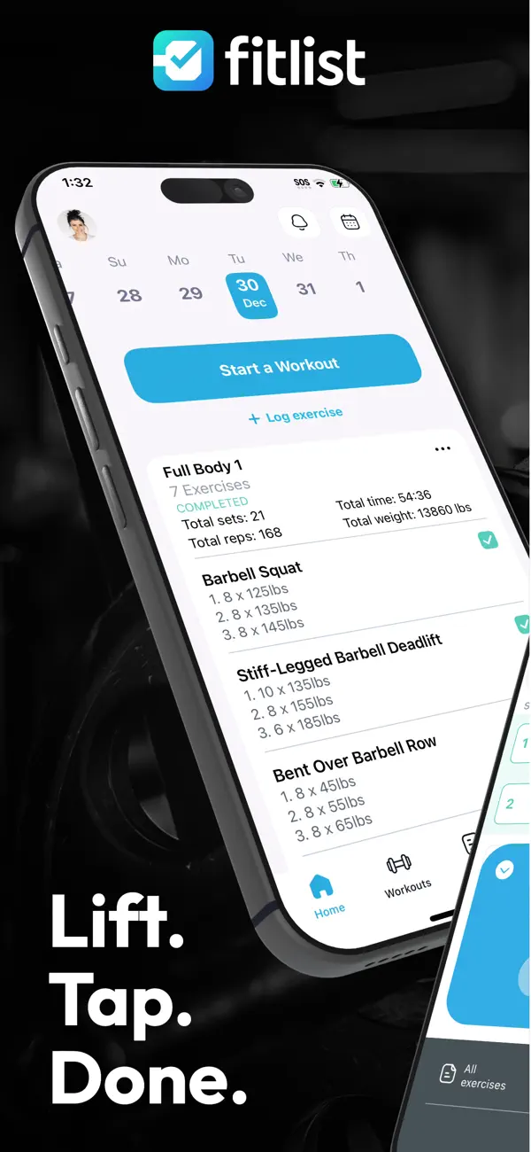 Screenshot #1 pour Fitlist Workout Log & Planner