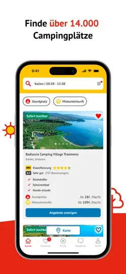 Screenshot von PiNCAMP Camping By ADAC auf dem iPhone 2