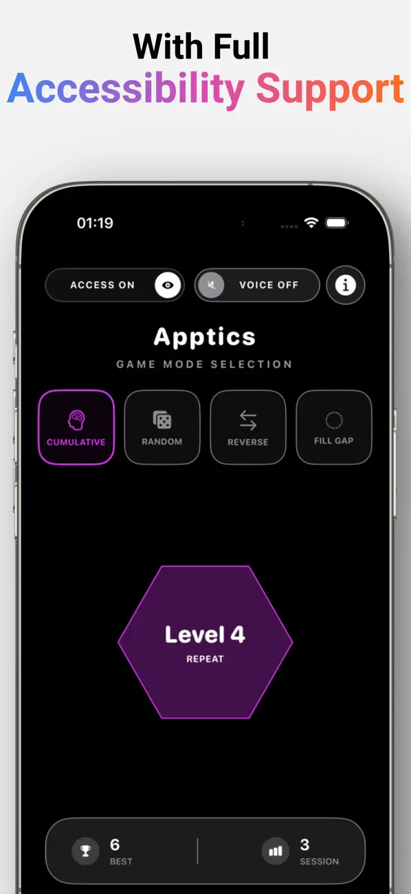 Screenshot #3 pour Vibration Memory Game: Apptics