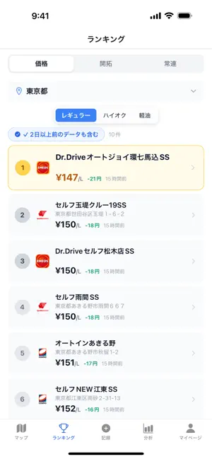 ガソナビ - ガソリン価格検索&給油記録 iPhone screenshot 2