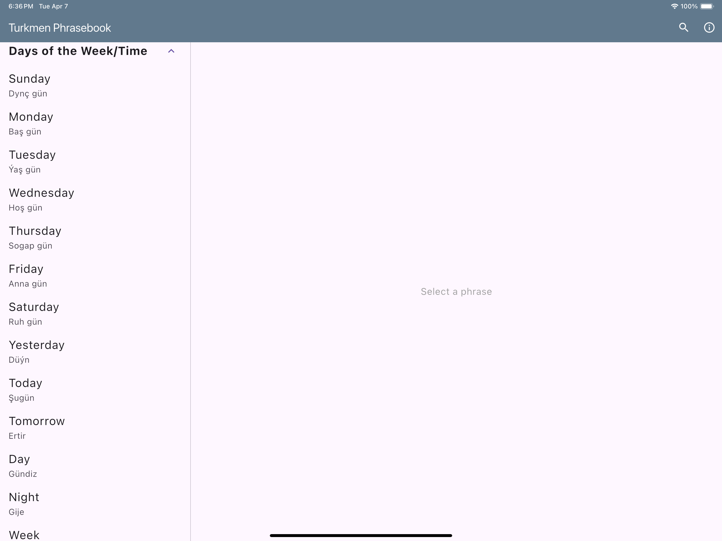 Turkmen Phrasebook screenshot 12