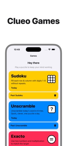 Clueo Games: Sudoku & Puzzles iPhone screenshot