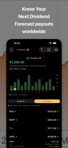 Stocks Live + Dividend Tracker iPhone screenshot
