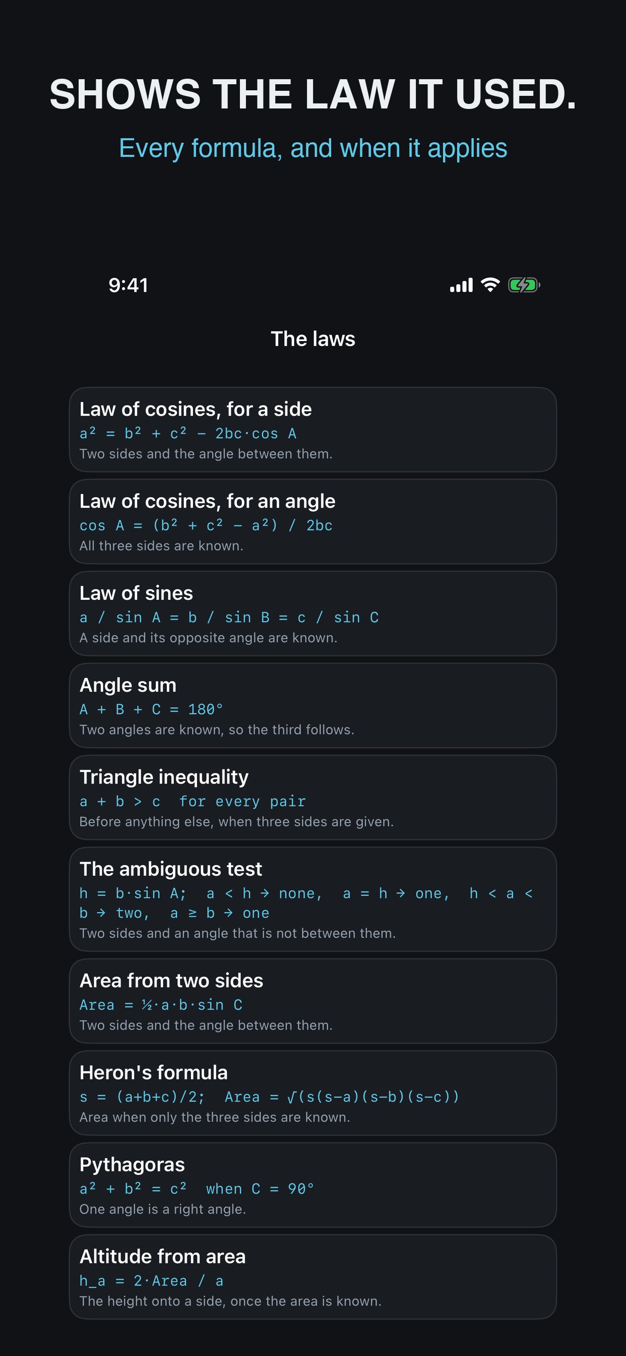 Screenshot 1 of Triangle Solver Two Answers
