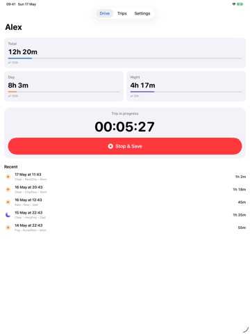 DriveLog: Permit Hours iPad screenshot