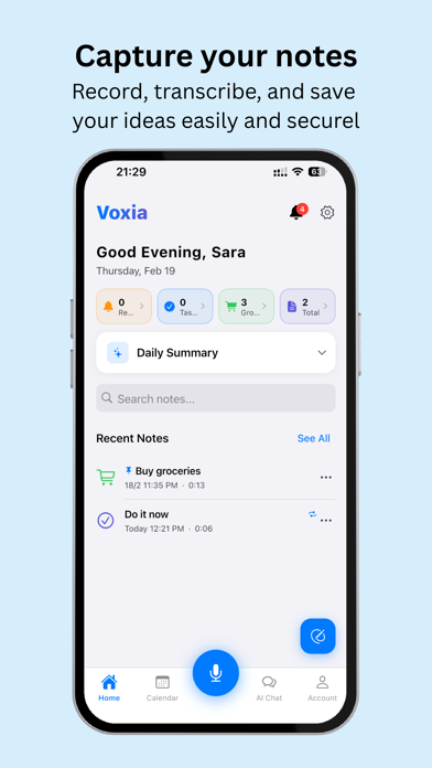 Voxia: AI Note Taker & Planner screenshot