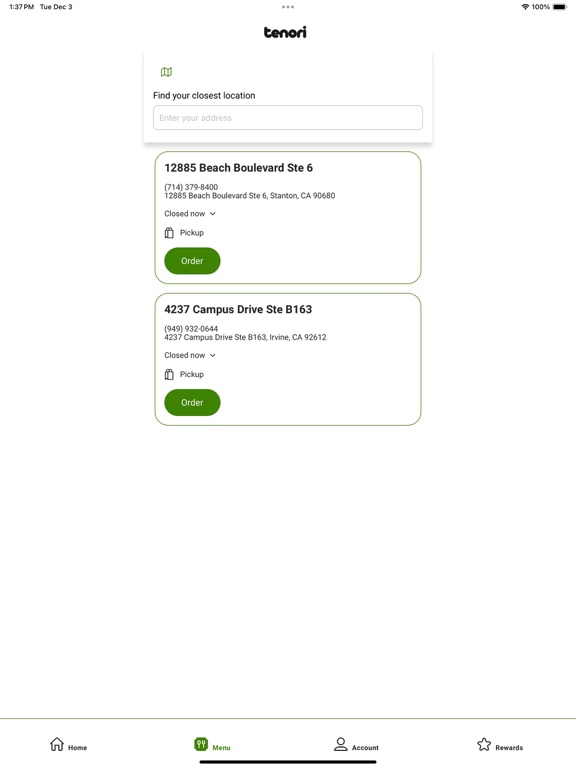 tenori iPad screenshot 2 - Food & Drink app