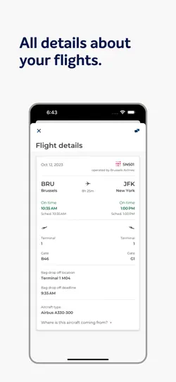 Screenshot von Brussels Airlines auf dem iPhone 6