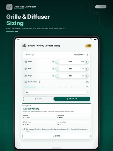 HVAC Duct Calculator iPad screenshot