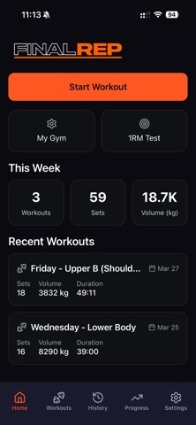 FinalRep: Workout Tracker screenshot