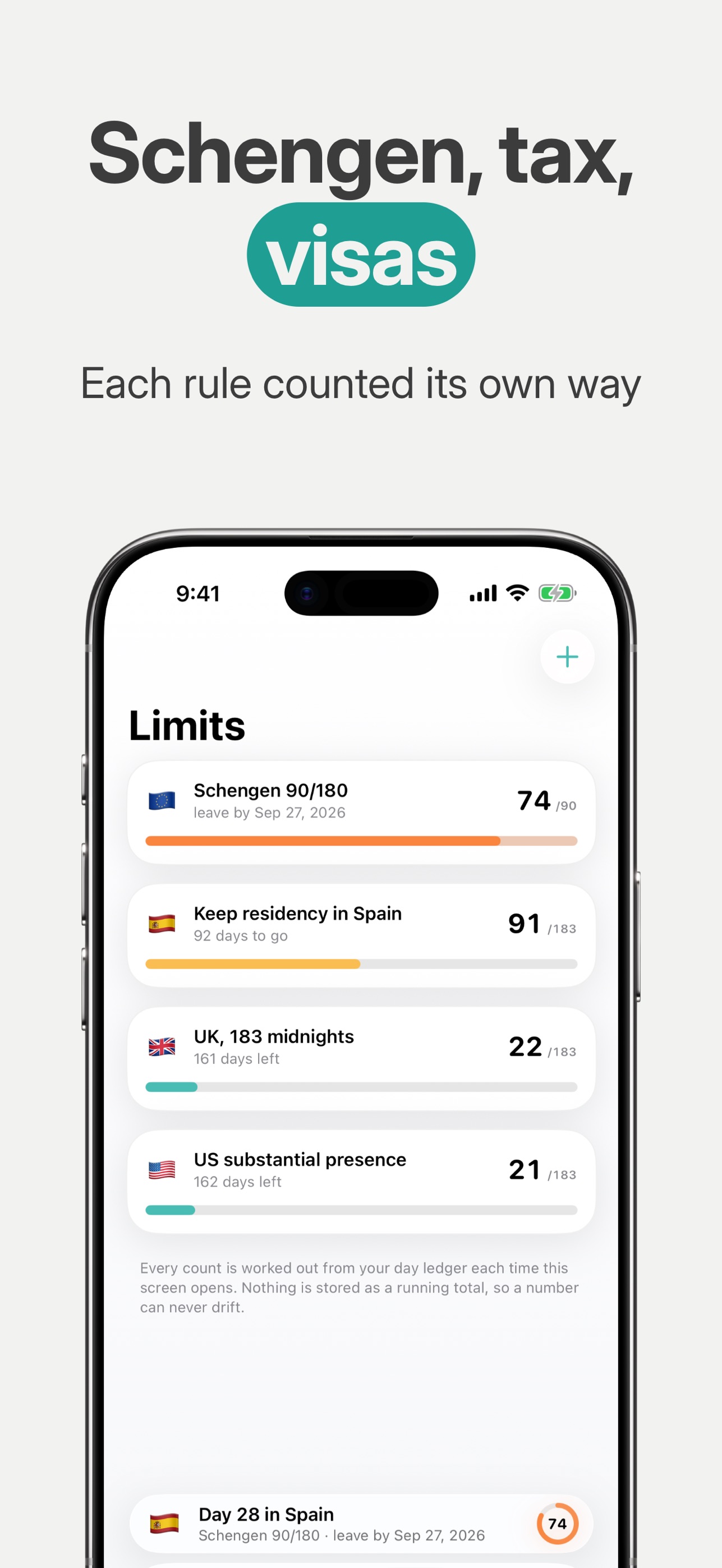 Screenshot 2 of Stint: Visa & Tax Day Counter
