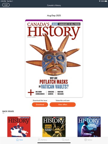Canada's History Magazine iPad screenshot