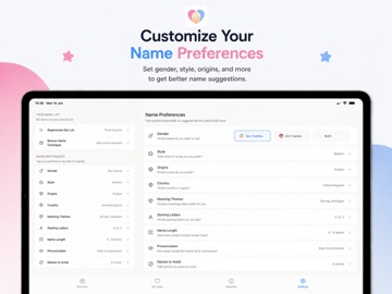 Namely: Baby Name Matcher iPad screenshot