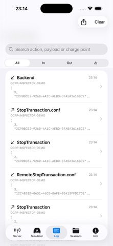 OCPP Inspector screenshot