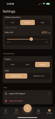 Caffeine Tracker - HalfCup のスクリーンショット