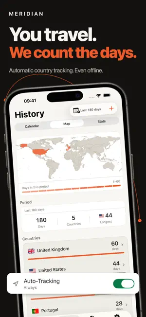 Country Days Tracker: Meridian screenshot 2