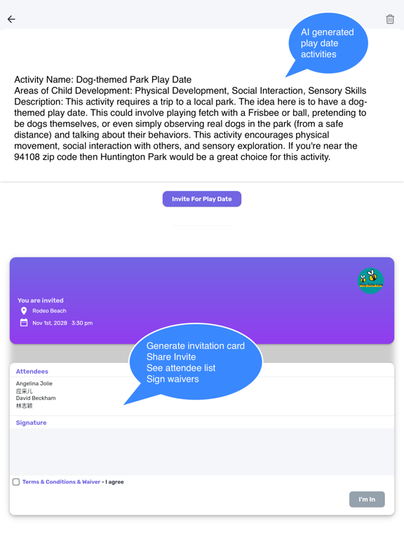 Play Date Care - KidCare iPad screenshot 3 - Social Networking app