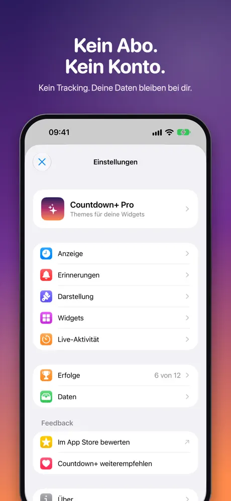 Countdown+ auf dem iPhone, Bildschirmfoto 8