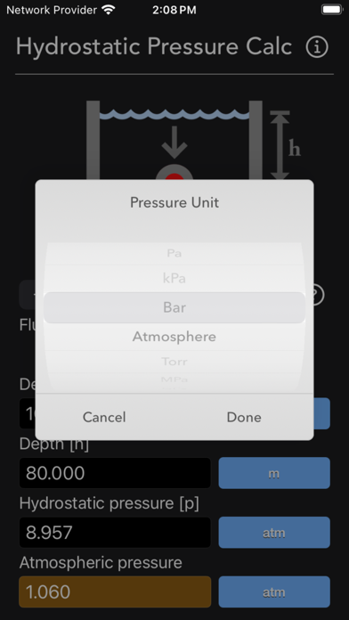 Hydrostatic Pressure Calc Screenshot