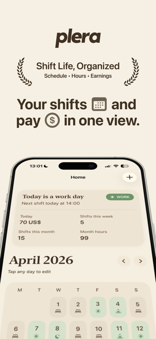 Shift Work Calendar: Plera Screenshot 1 of 7
