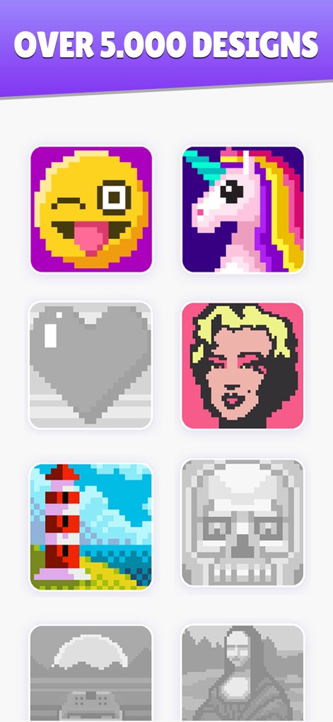 Diamond Painting ASMR Coloring - Explore an expansive collection of over 5,000 designs, ranging from playful emojis to iconic masterpieces like the Mona Lisa, ensuring endless creative possibilities.