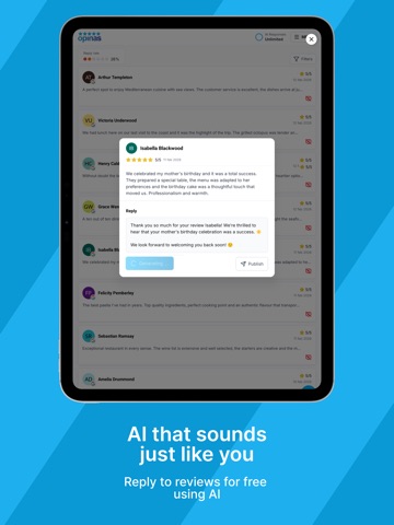 Opinas: Google My Business AI iPad screenshot