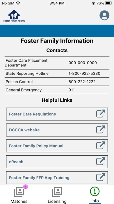 Foster Family Portal Screenshot