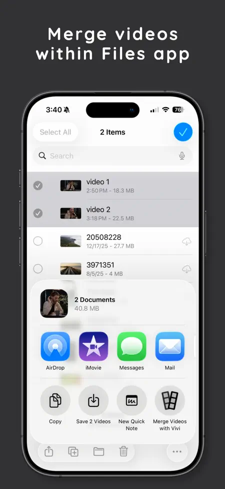 Vivi - Merge Videos on iPhone — screenshot 2 of 7
