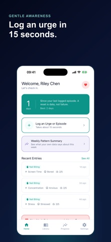 Hair Pulling Tracker: BFRB iPhone screenshot