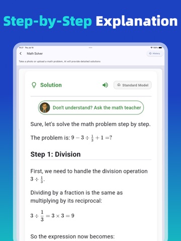 AI homework solver -photo math iPad screenshot