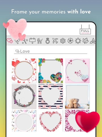 Square fit multi photo frames iPad screenshot