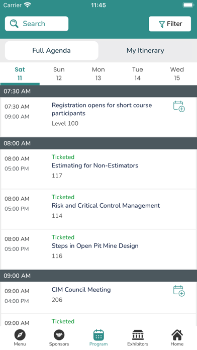 CIM Events Screenshot