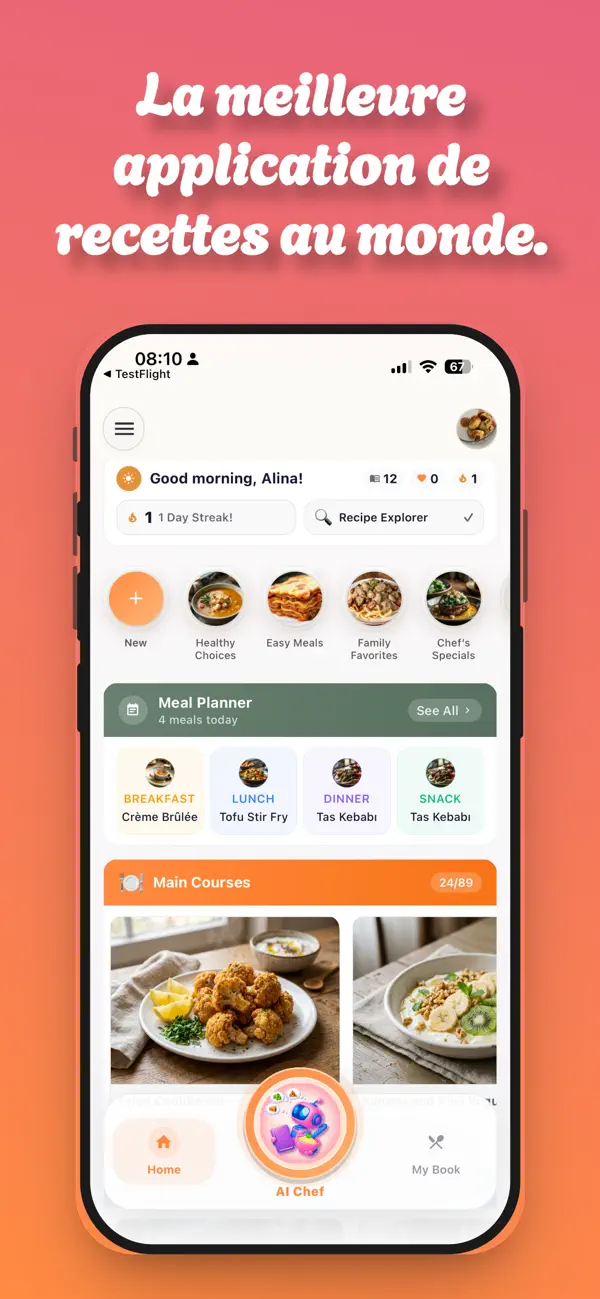 Screenshot #1 pour DishBook Recettes de Dîner