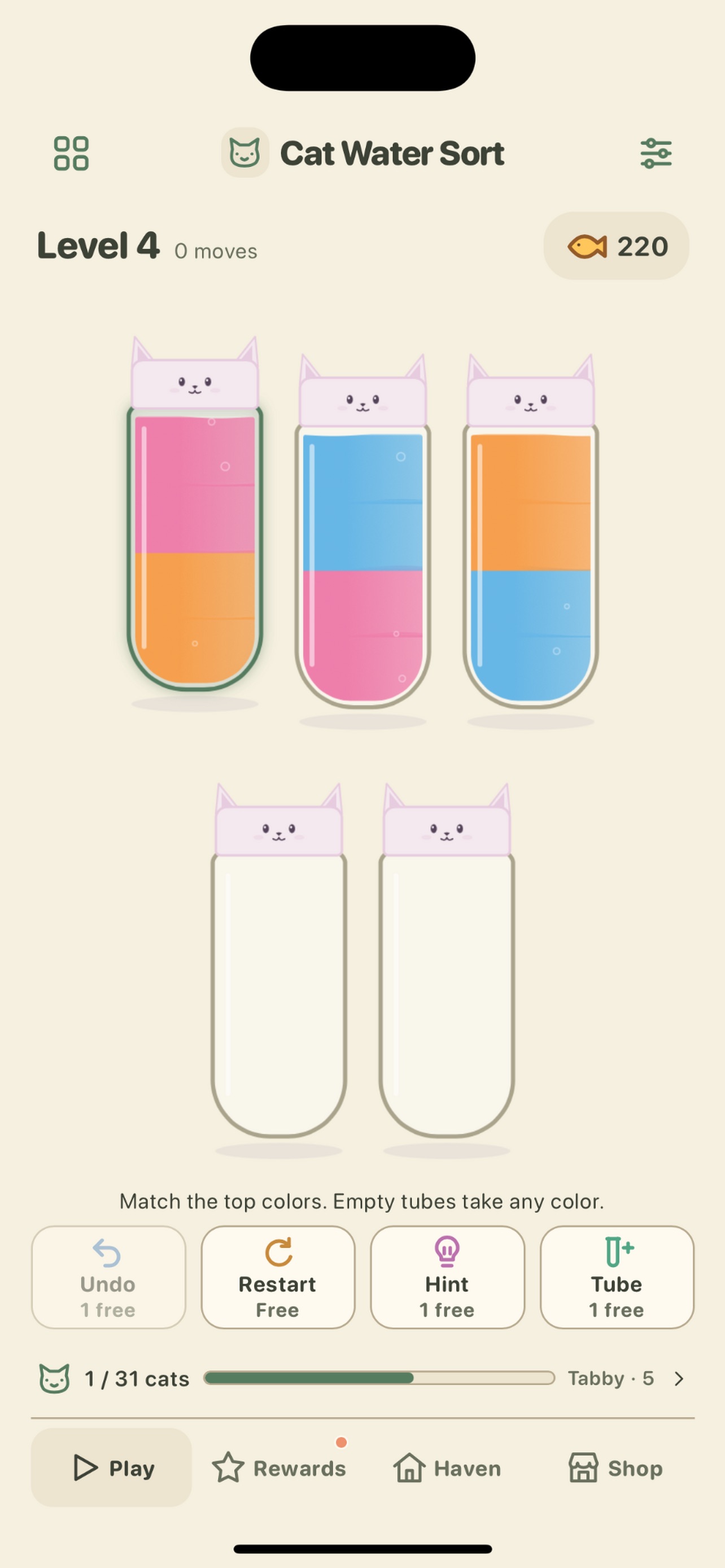 Screenshot 1 of Cat Water Sort
