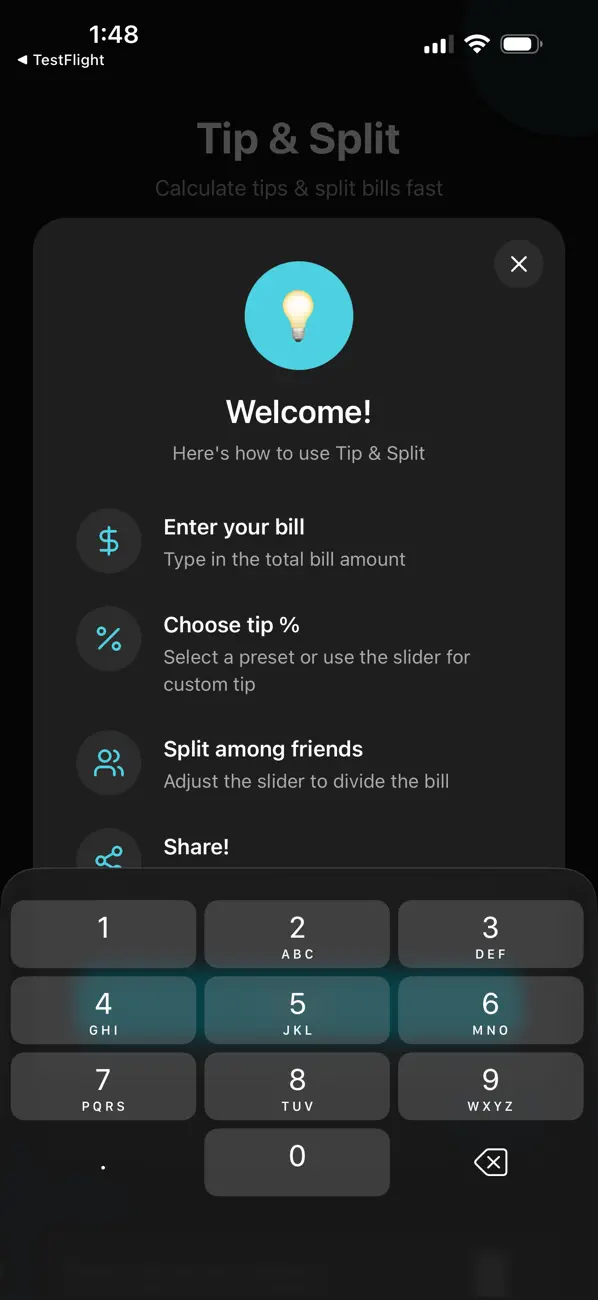Screenshot #1 pour Fast Tip & Split Calculator