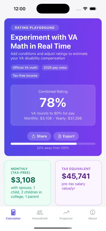 VA Calc: Disability Pay screenshot 5 of 8