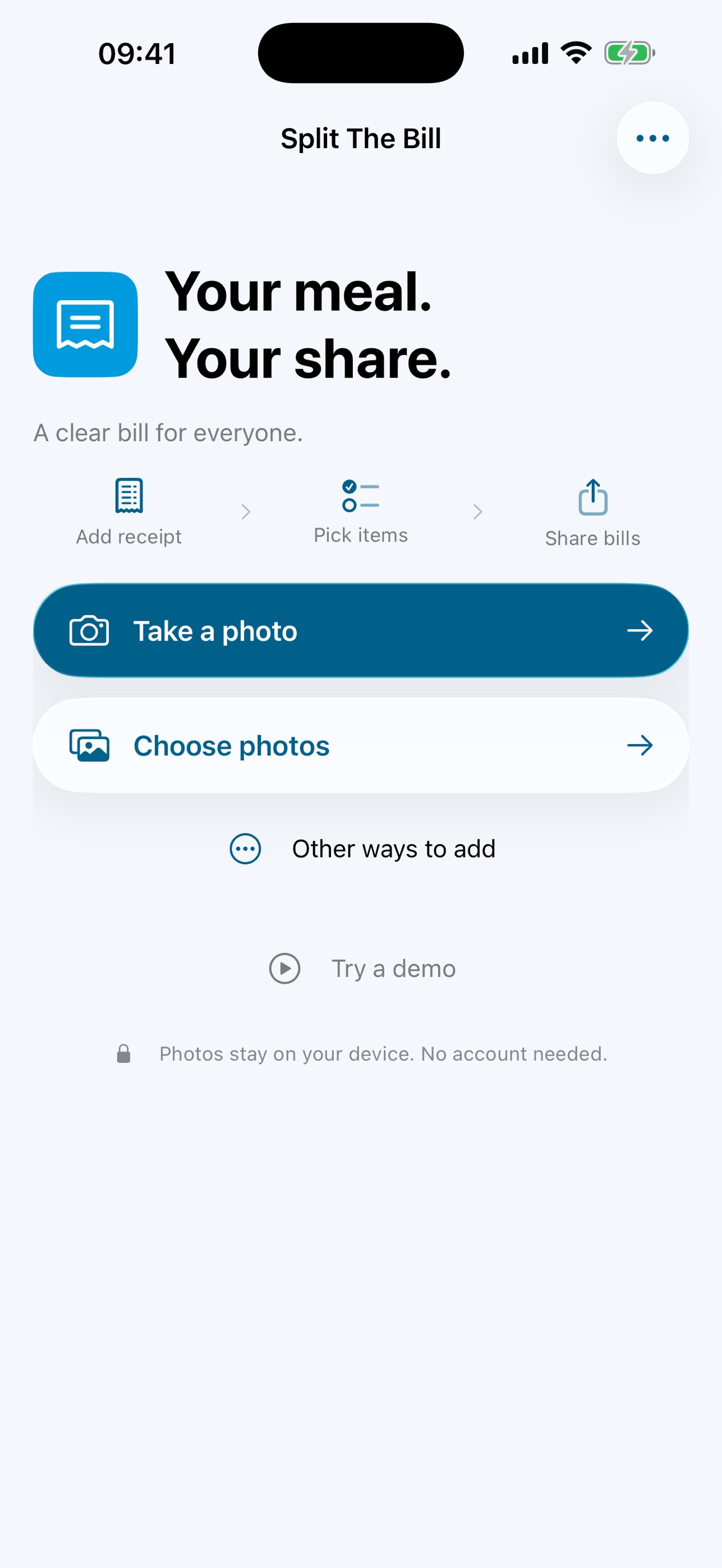Screenshot 1 of Split The Bill Receipt Scanner