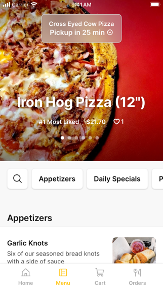 Cross Eyed Cow Pizza iPhone screenshot 2 - Food & Drink app