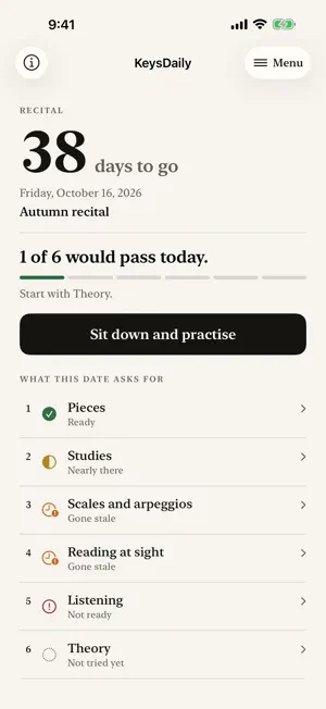 KeysDaily: Piano Practice Log screenshot 1