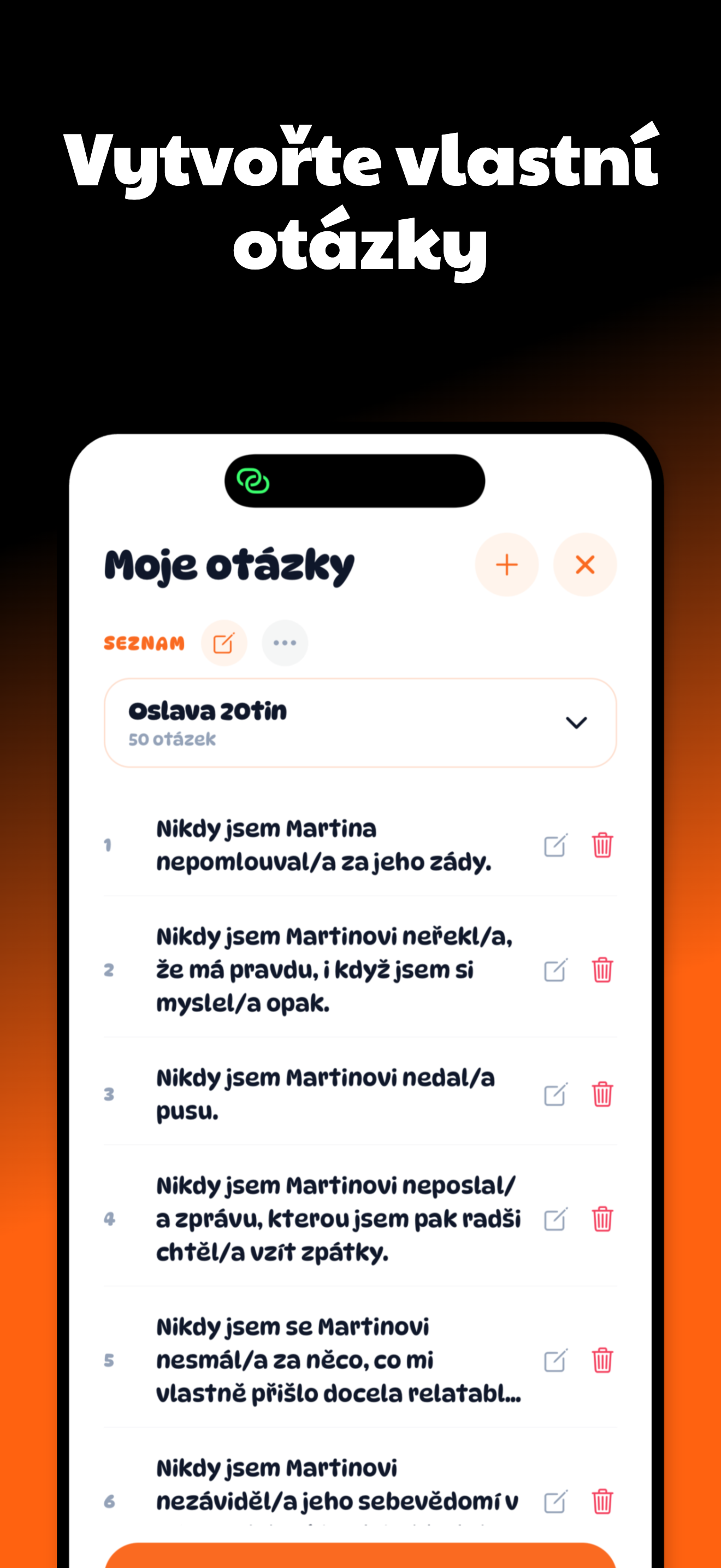 Nikdy jsem! Otázky (CZ)