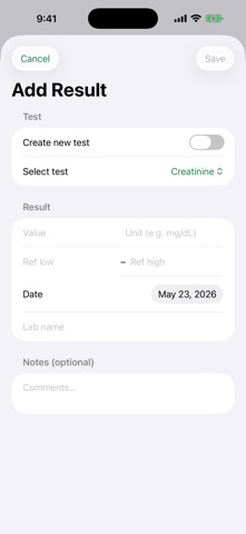 LabResults Blood Test Log iPhone screenshot