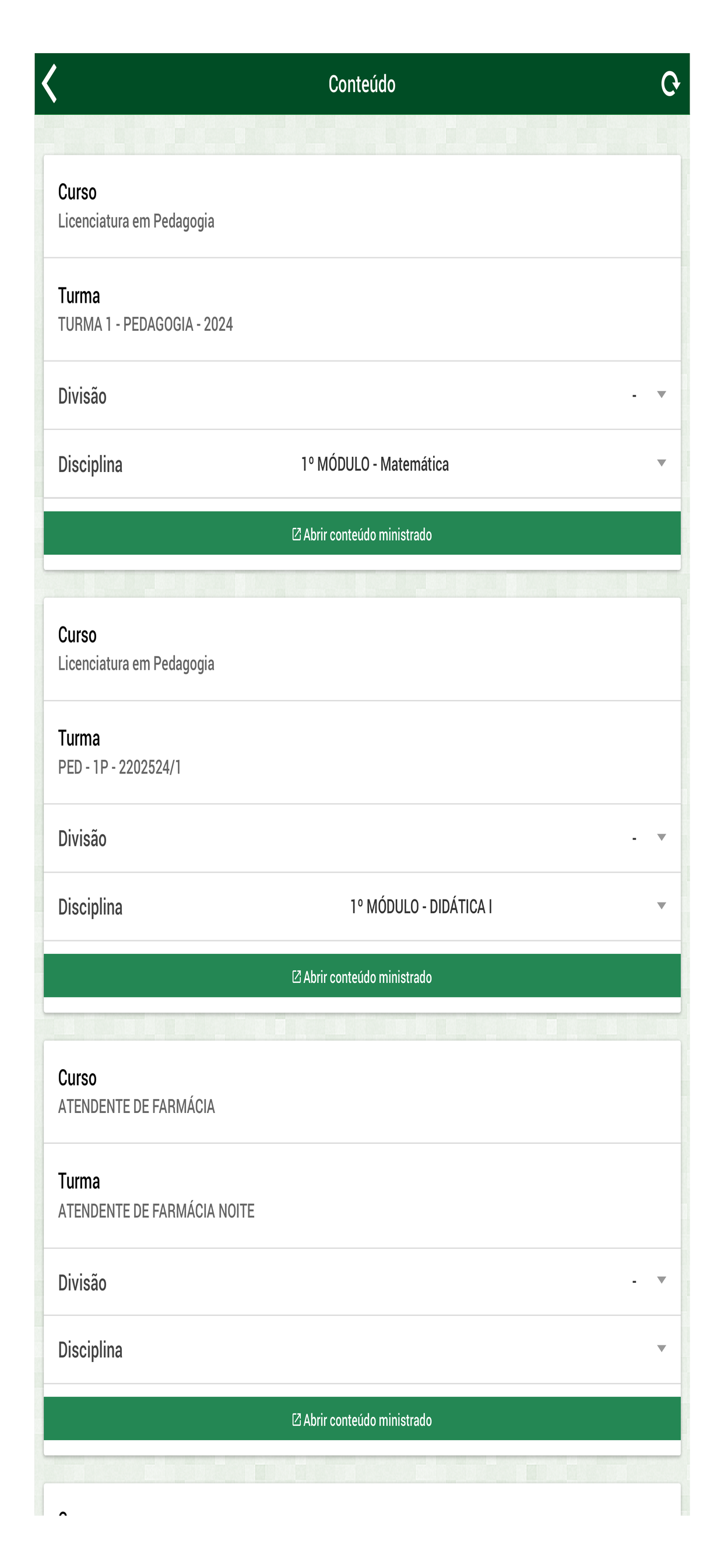 Sistema SIGA - Alunos screenshot 3
