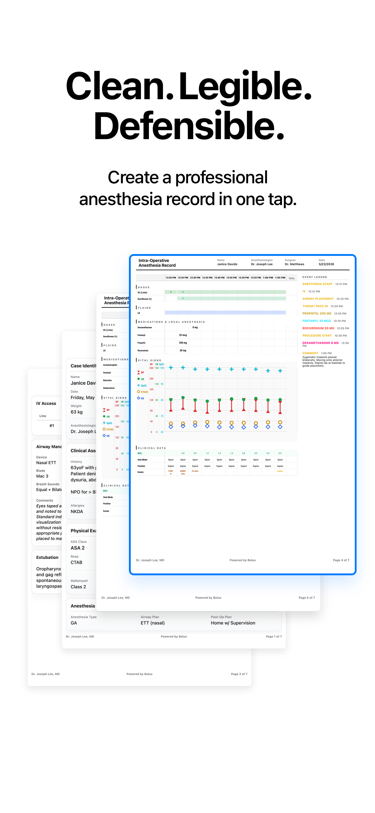 Bolus: Anesthesia Record