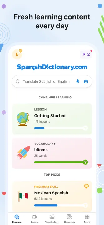 SpanishDictionary.com Learning : capture d’écran 2 sur 9