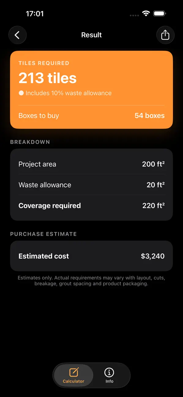 Screenshot #3 pour Tile Calculator, Flooring calc