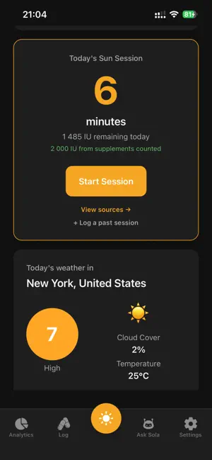 Sola: Vitamin D Tracker screenshot 1